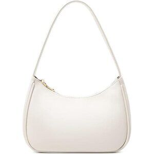 Cream Cute Hobo Tote Handbag Mini Clutch Purse with Zipper Closure